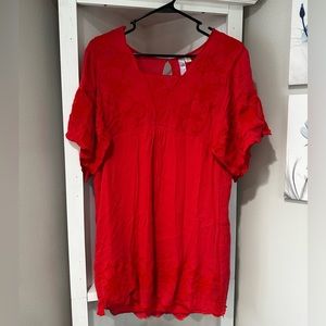 Women’s red dress with embroidery, size small
